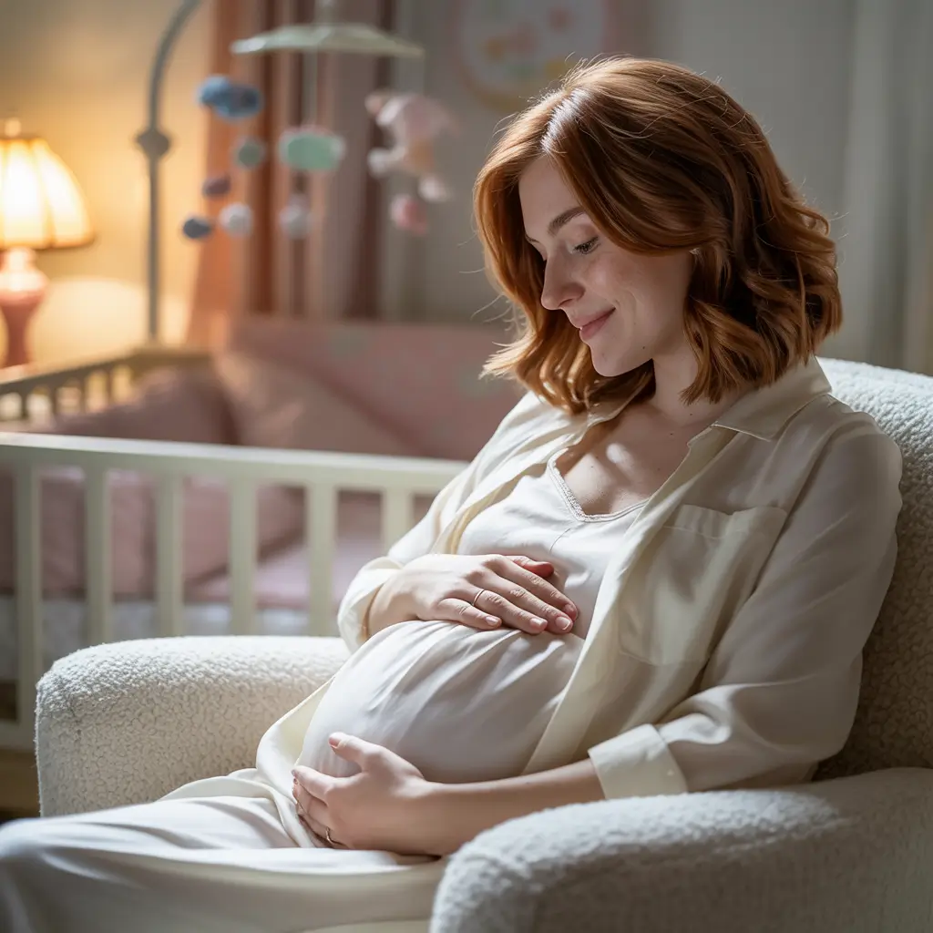 pregnant woman sitting on couch