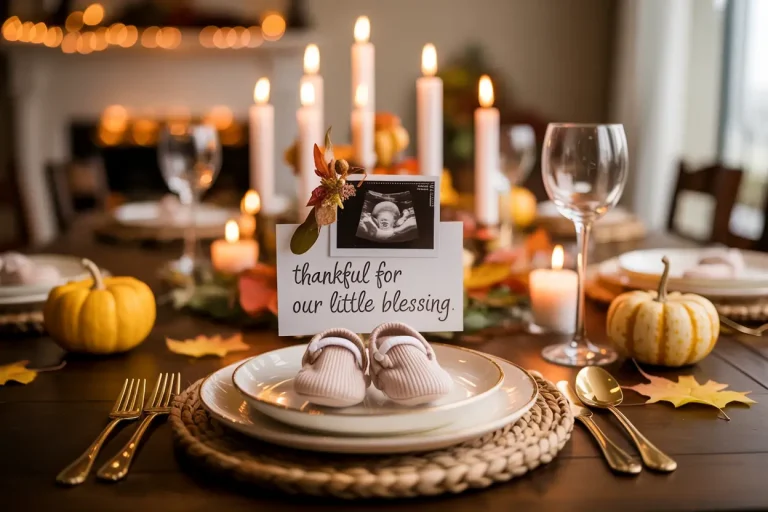 ultra sound image and baby shoes at baby annoncement party